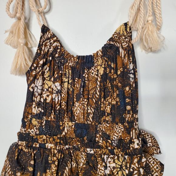 Ulla Johnson Estela Asymmetric Tiered Floral-Print Dress Bronze Brown Size 2 - Picture 8 of 12